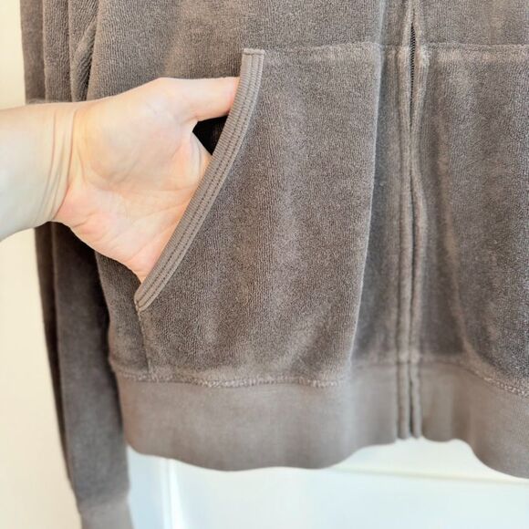 Vintage Y2K Juicy Couture Terry Cloth Hooded Zip Sweater in Brown Terry Cloth - Picture 4 of 9
